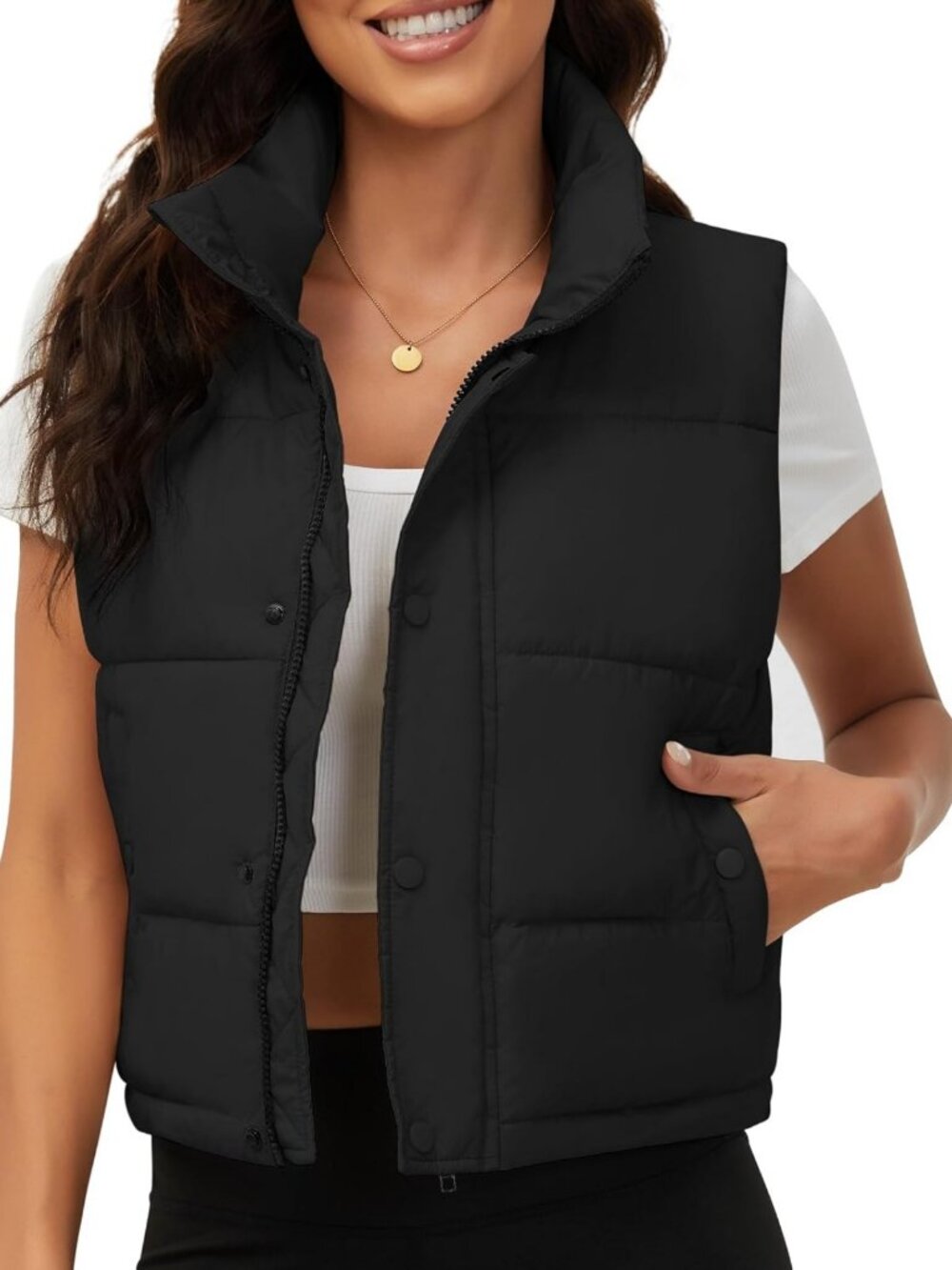 Cropped Puffer Vest for Women - Stylish Fall & Winter Padded Outerwear